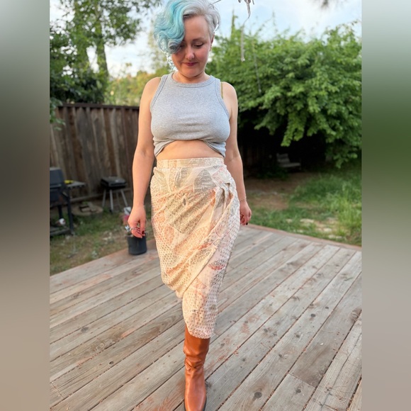 Vintage Silk Skirt Josephine Chaus Draped Midi 100% Silk